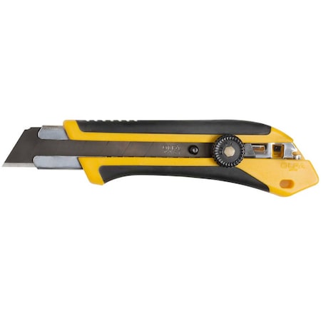 OLFA Fiberglass Rubber Grip Ratchet-Lock Utility Knife - Black/Yellow 1071858
